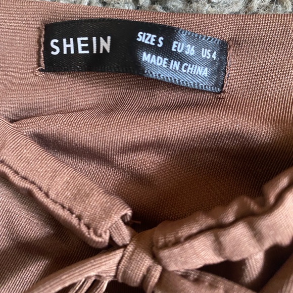 Brown Ruched Mini Dress - Picture 2 of 2